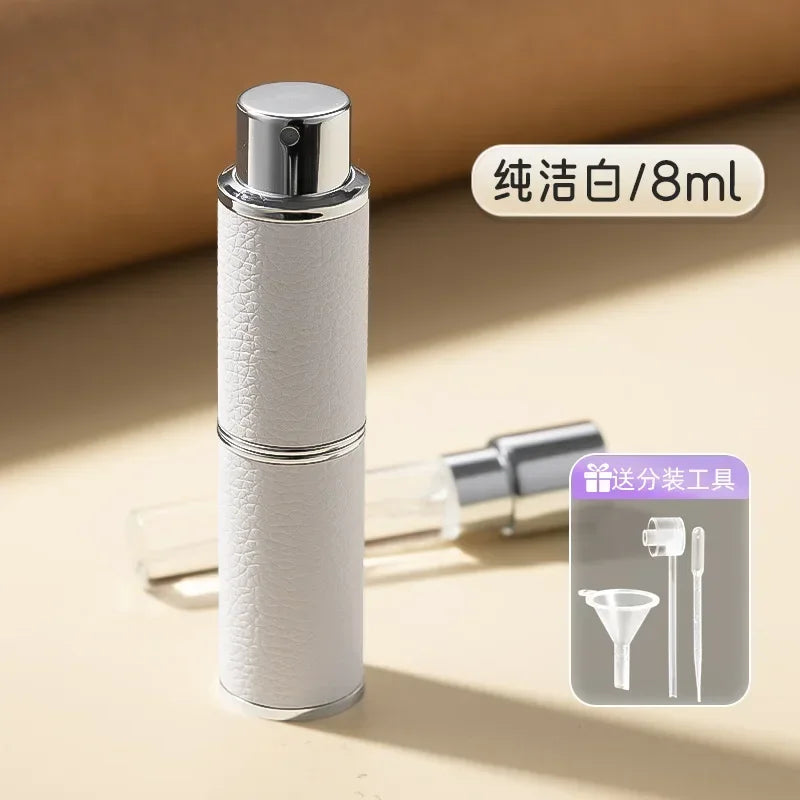 8ML Refillable Perfume Atomizer Highend Leather Mini Cosmetic Containers Rotary PressType Liner Glass Liquid Container косметика