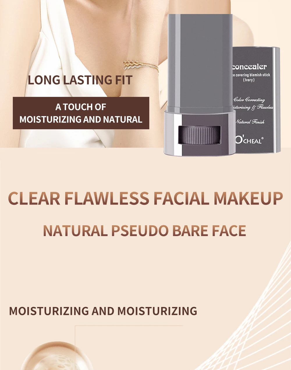 Ocheal Face Foundation Contour Stick Long-wear Lightweight Brighten Stick  Face Concealer Blemish Contouring Beauty Makeup