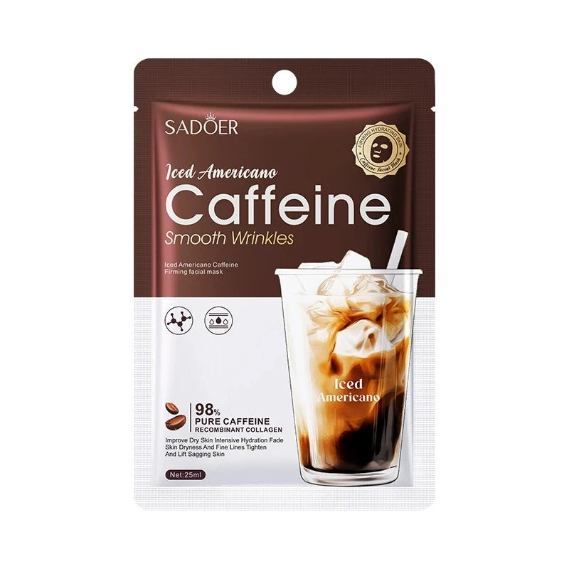SADOER Caffeine Face Mask Anti Wrinkles Moisturizing Hydrating Anti-aging Facial Masks Face Sheet Mask Skin Care Products
