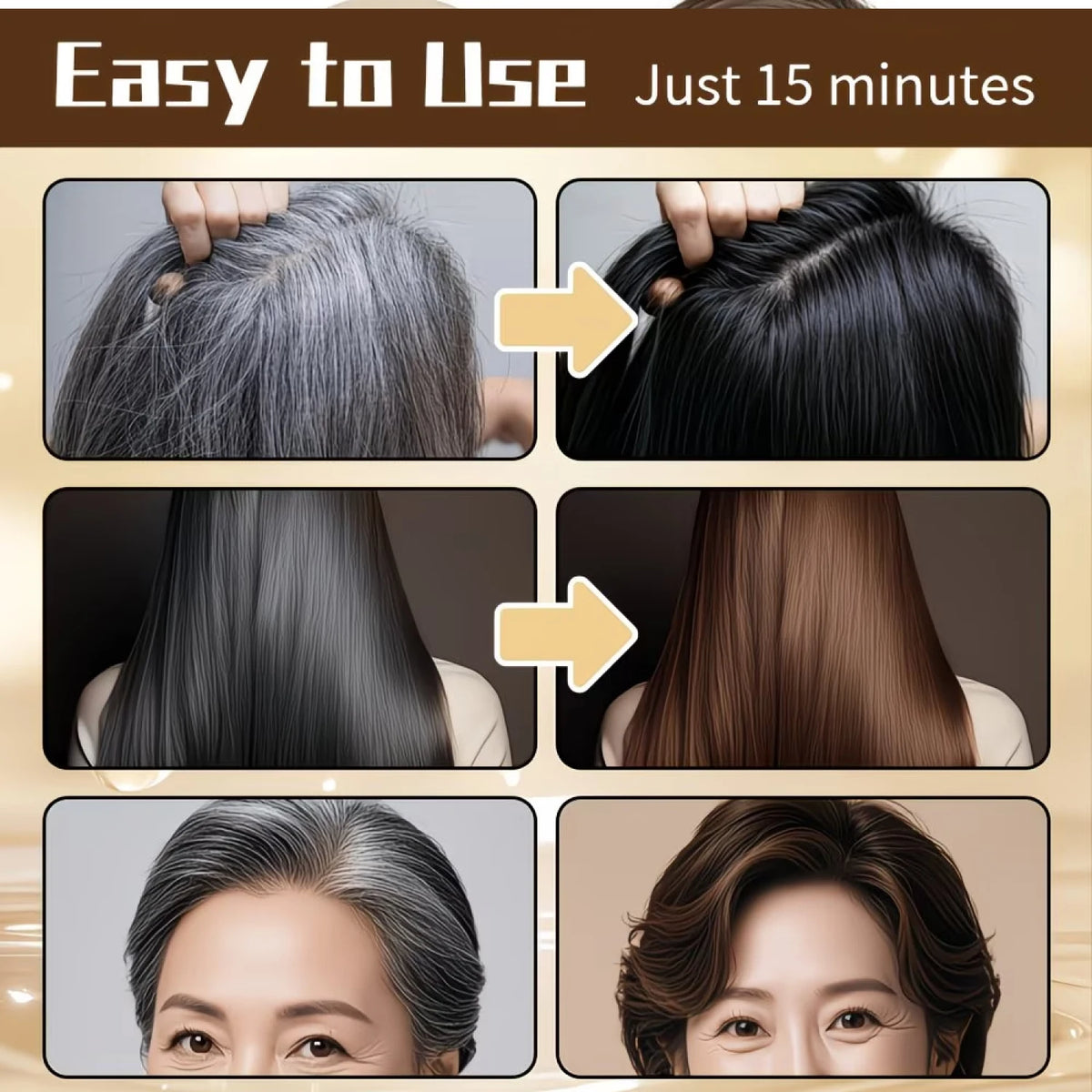 Dark Brown Color Enhancing Shampoo with Keratin & Biotin – Gentle Strengthening Hair Care with Ginseng & Ginger, Natural Chestnu