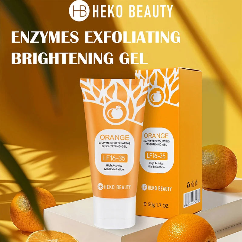 Orange Enzymes Exfoliating Gel Brightening Deep Cleansing Face Scrub Gentle Mud Peel Smoothing Skin Refine Pores Moisturize Care
