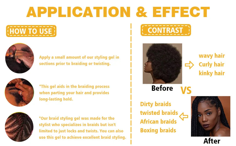 GOIPLE Strong Hold Braid Gel High Shine Cleansing Moisturizing Foaming for Twists & Locs Edges Cornrows Anti-Frizz Braiding Wax