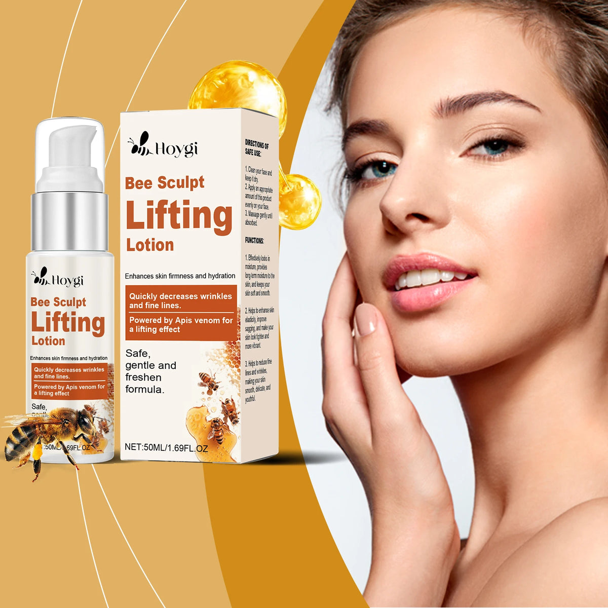 Bee Venom Face Cream Firming & Moisturizing Anti-Wrinkle Day Night Cream Tightening Nourishing Brightening Facial Skin Care 50ml