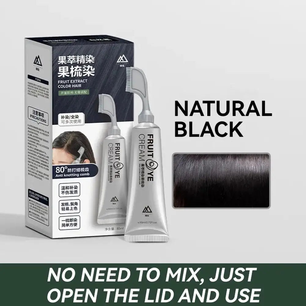 Fruit Hair Dye Cream Plant Extract Hair Dye Essence with Comb Hair Dye Shampoo Botanical Bubble Hair Dye Hair Color Non-Damaging