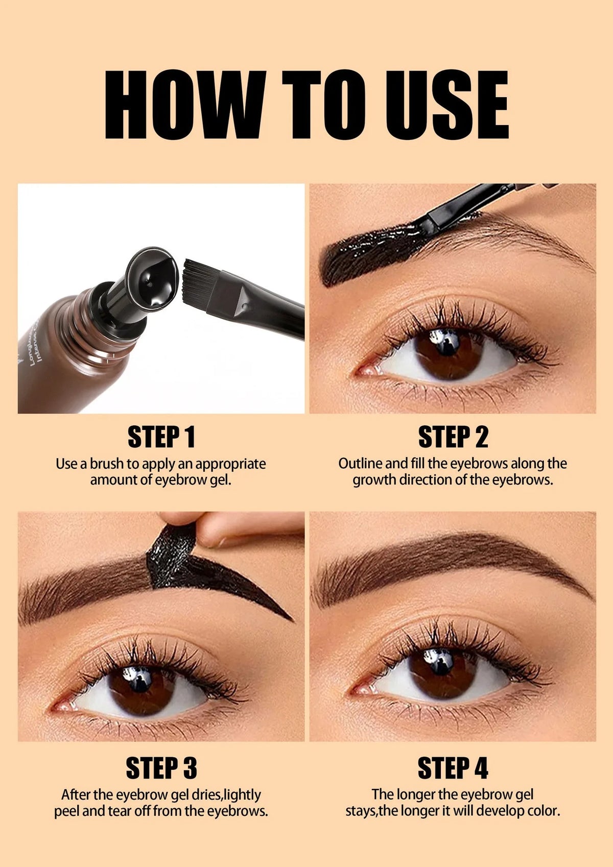 5 Colors Peel Off Eyebrow Gel Semi Permanent Brow Tint Waterproof Lasting Tattoo Peel Off Eyebrow Gel Tint Natural Brows Makeup