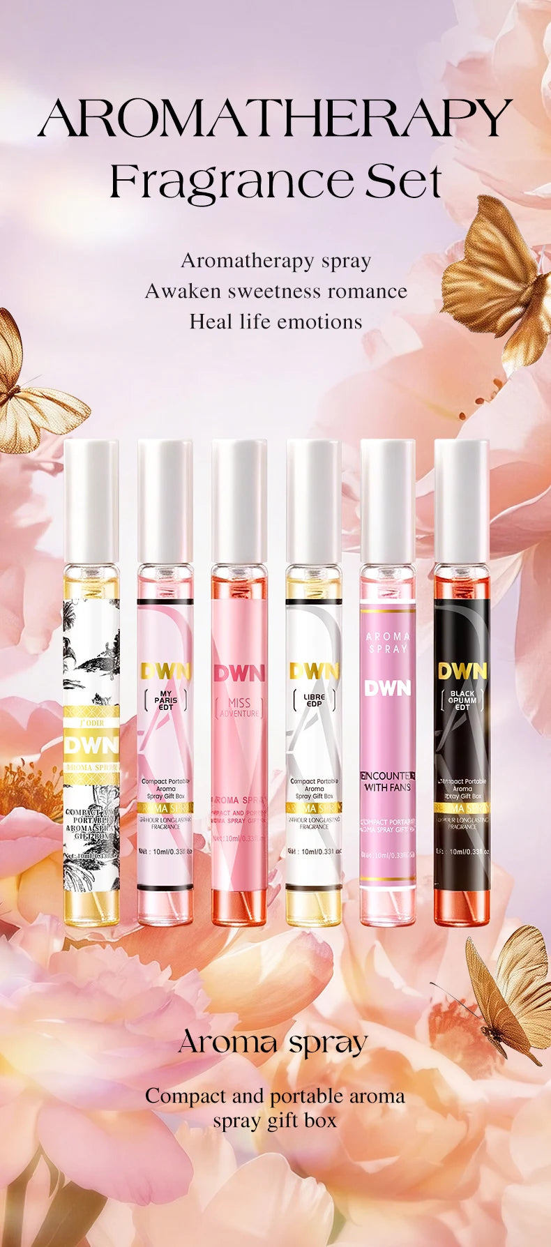 Women's 10 Piece Mixed Alcohol-Free Fragrance Set (Romantic and Elegant Gift Box, Long-Lasting Floral Fragrance)