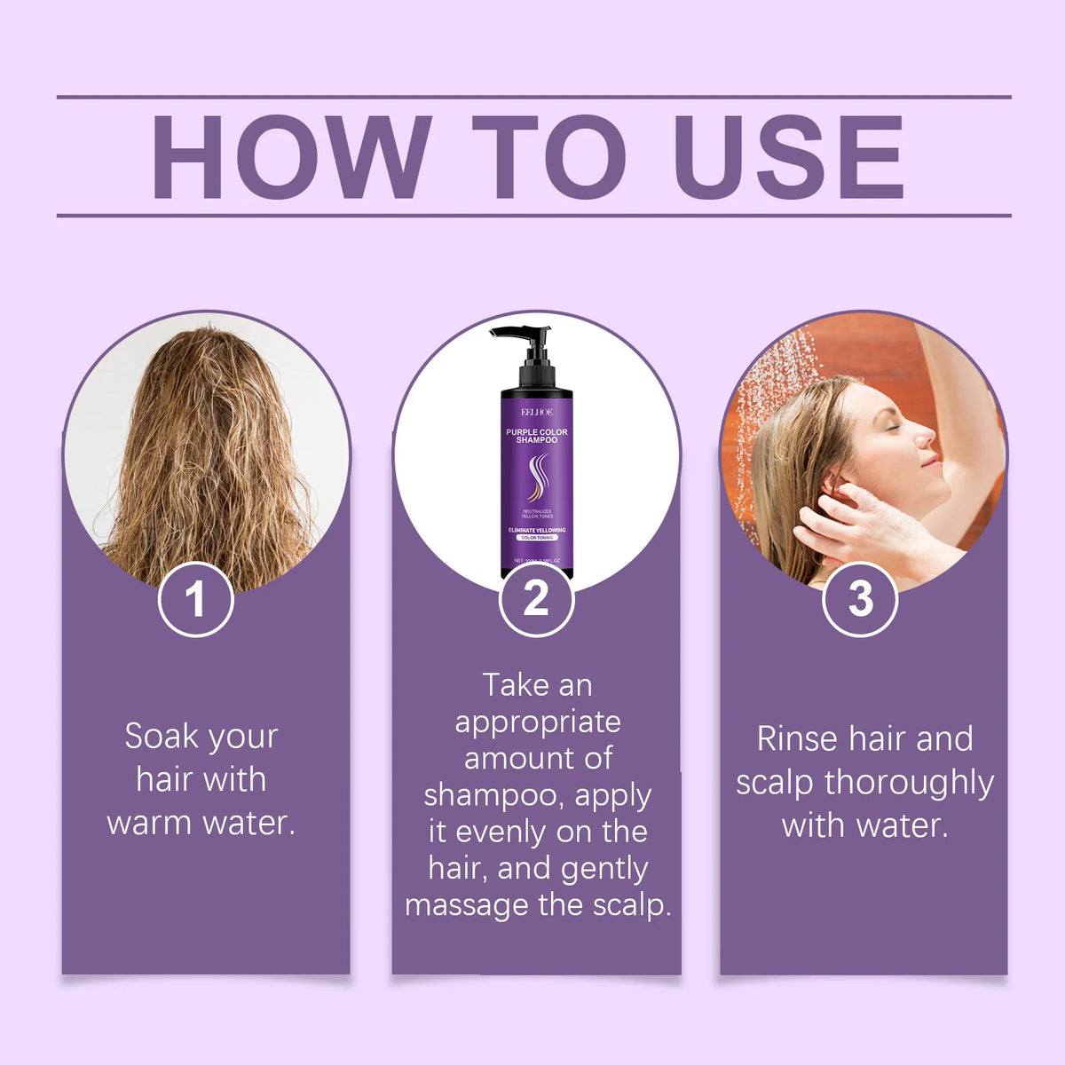 EELHOE Purple Shampoo for Blonde Hair Color Fix Fading Yellow Remedy for Gray Hair Cover After Professional Hair Bleach Shampoo