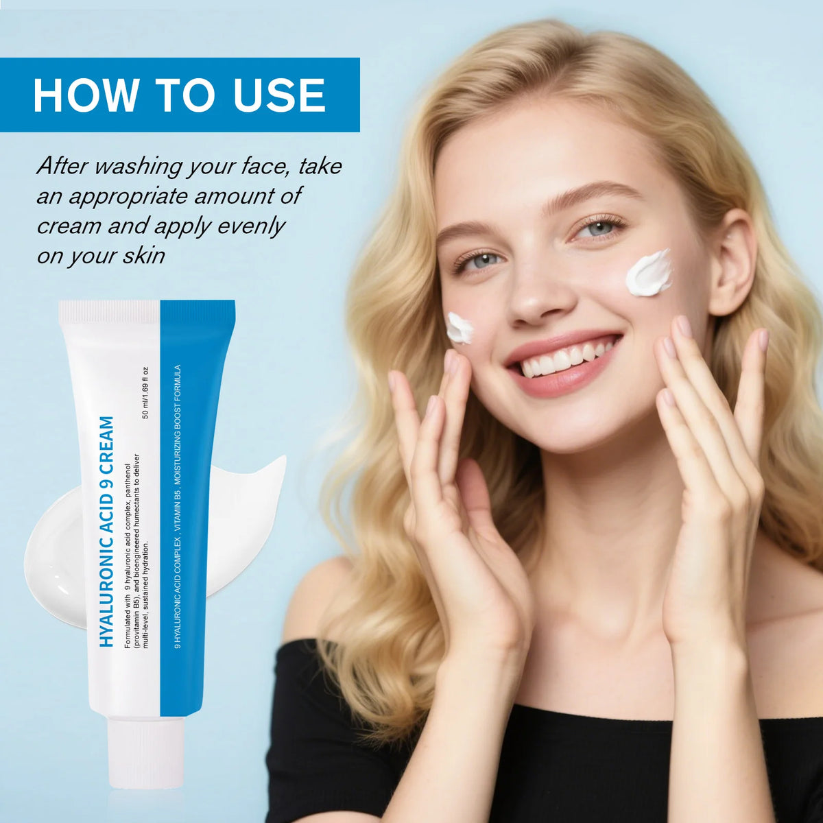 Hyaluronic Acid 9 Cream Complex Vitamin B5 Deep Hydration Anti-Aging Soothes Irritation Accelerates Healing Barrier Repair Care