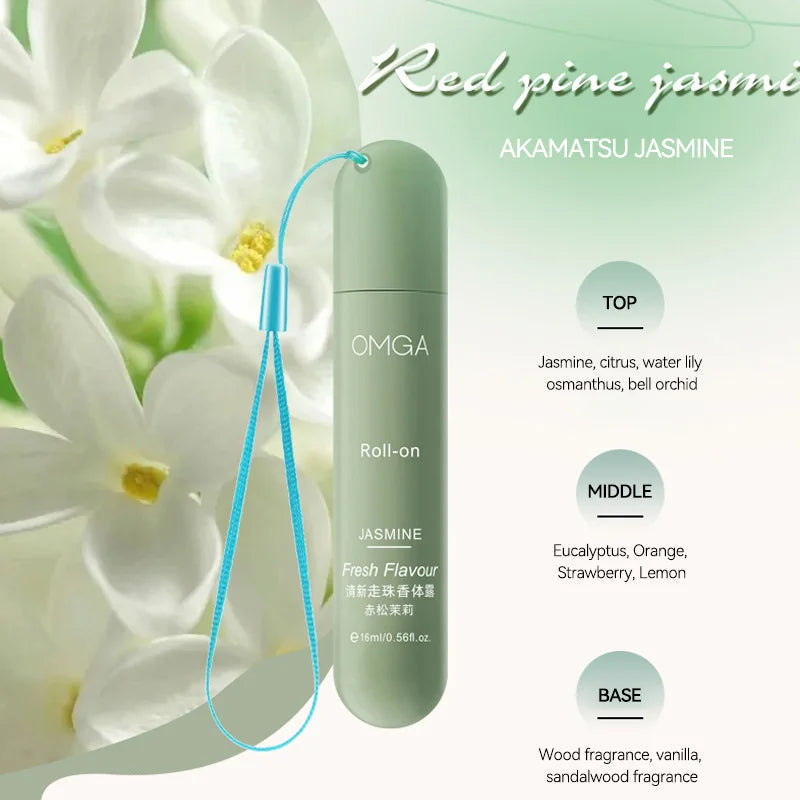 3pcs Portable Roll On Perfume Set 16ml Fresh Body Fragrance for Women Travel Size Long Lasting Scent Rose Peach Jasmine
