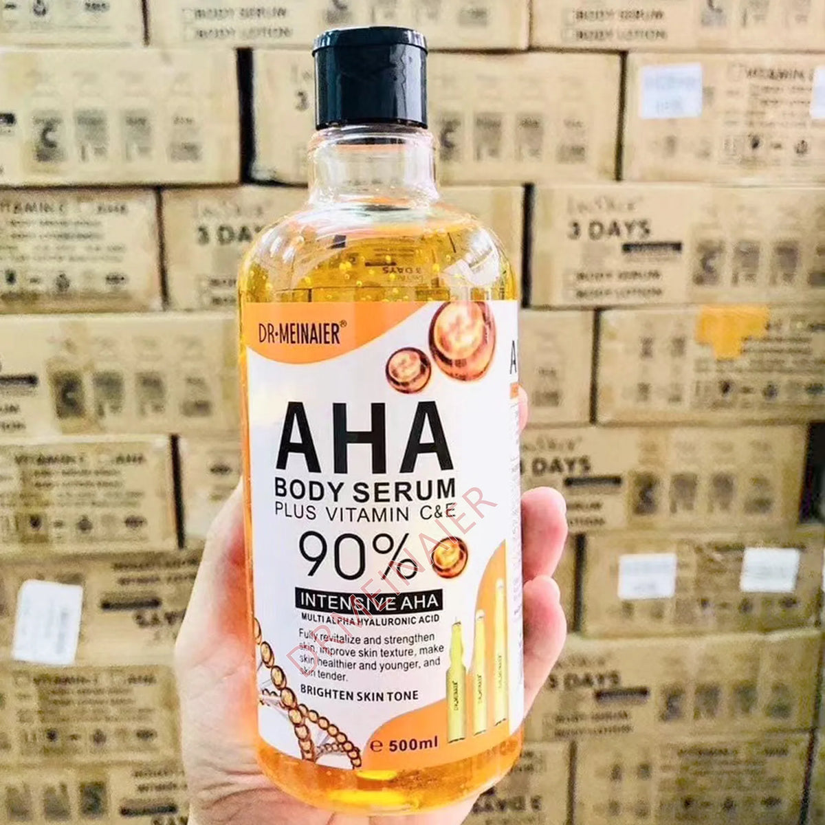 500ML Vitamin C AHA HYALURONIC& NICOTINAMIDE Face Serum Spots Eraser Corrector Whitening Moisturizing Lightening Body Cream 4
