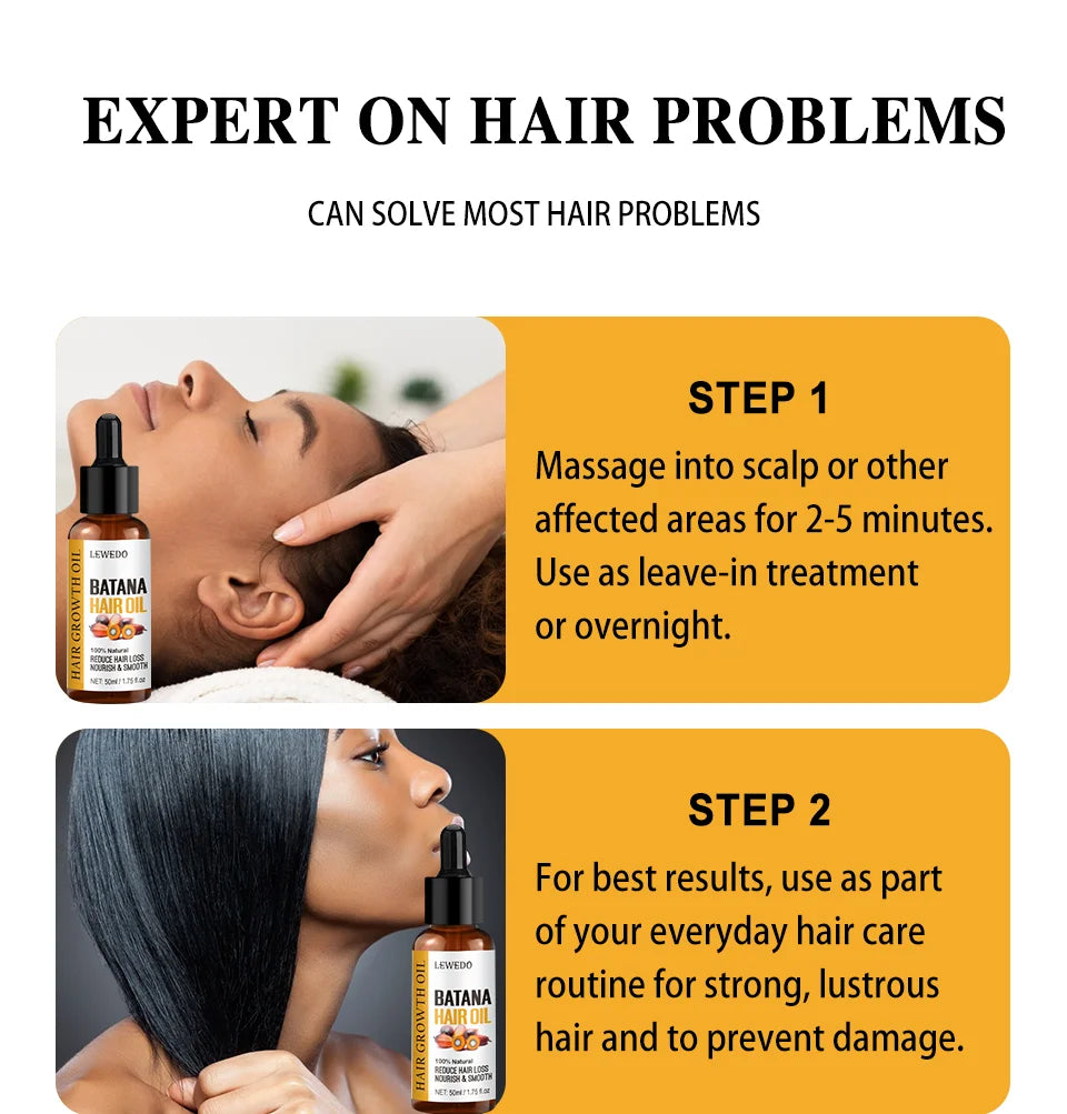 Lewedo Naturals Batana Oil Fast Hair Growth for Men Women Pure Batana Oil Nourish Shiny Hair Healthy Hair Care Anti Hair Loss