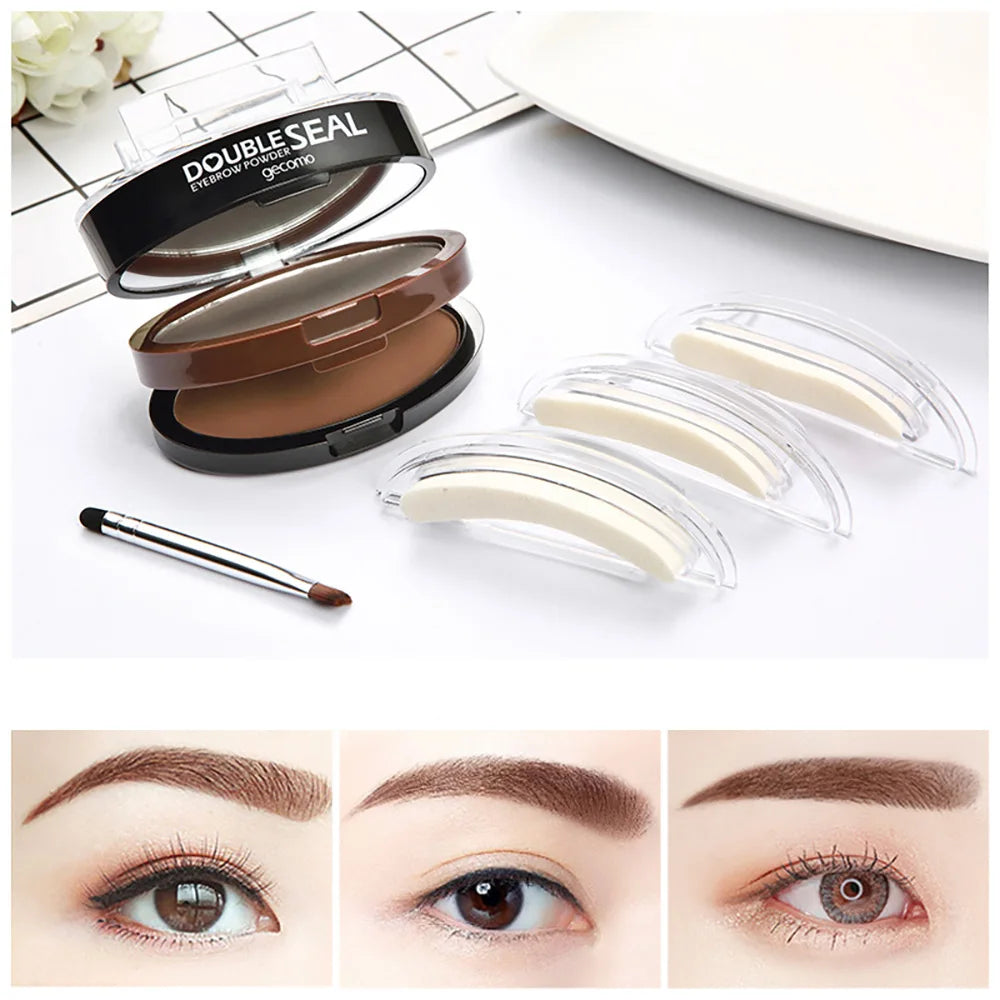 Double-layer two-color lazy seal eyebrow powder waterproof and sweat-proof beginner eyebrow drawing