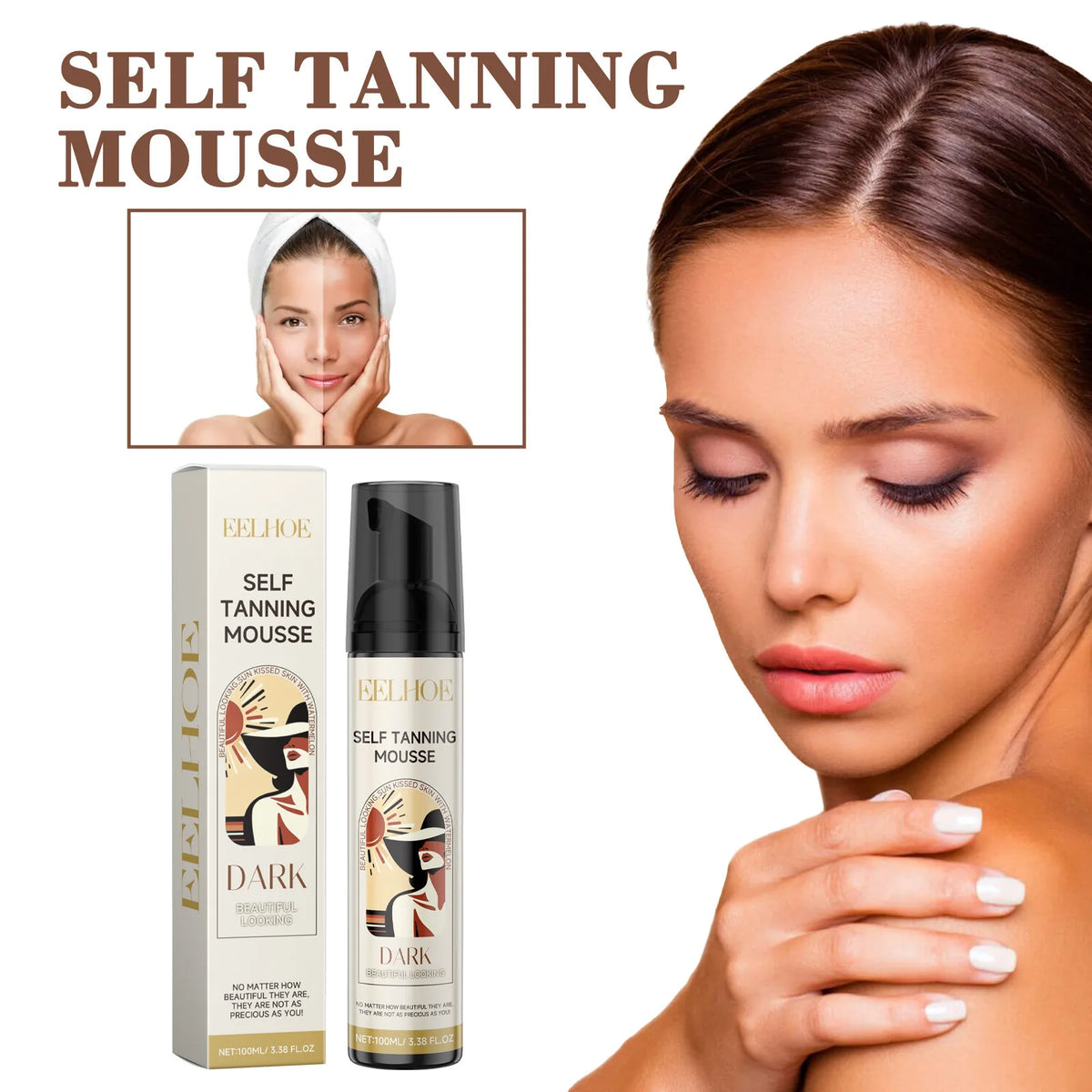 EELHOE Self-Tanning Mousse Care Body Bronzer Lotion Suntan Lotion Sunbed Tanning Accelerator Skin Moisturizing Self Tanner Spray