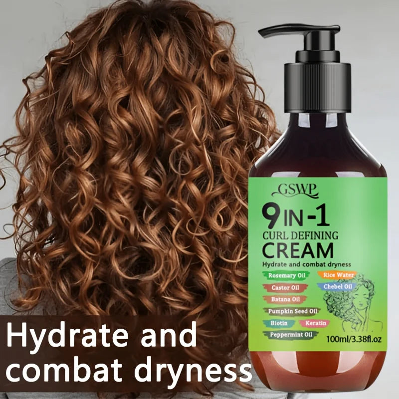 GSWP 9-In-1 Curl Styling Cream，with Rosemary, Batana Oil, Castor Oil, Keratin & Biotin.100ml/200ml