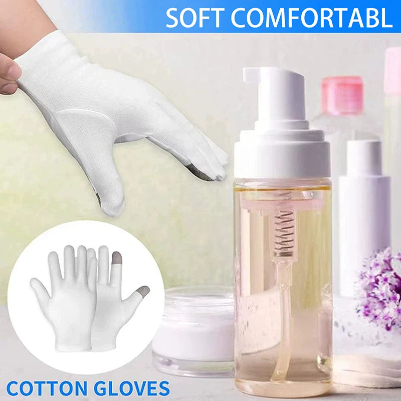 Soft Cotton Moisturizing Gloves For Dry Cracked Hands Bedtime Spa Treatment Lotion Locking Exfoliating
