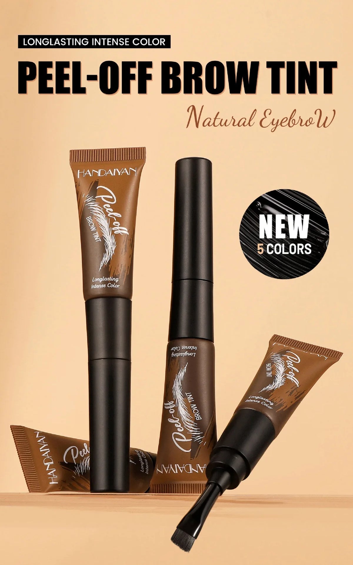 5 Colors Peel Off Eyebrow Gel Semi Permanent Brow Tint Waterproof Lasting Tattoo Peel Off Eyebrow Gel Tint Natural Brows Makeup