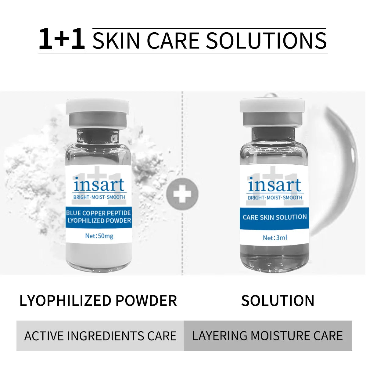 Blue Copper Lyophilized Powder Set Moisturizing Whitening Face Serum Anti Wrinkle Smooth Tender Skin Care Brighten Essence