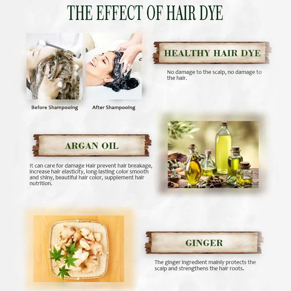 3-in-1 Collagen Argan Oil Shampoo Long-Lasting Black Hair Dye Shampoo for Men Women Nourishes Colors Gray Hair, 400/420ml