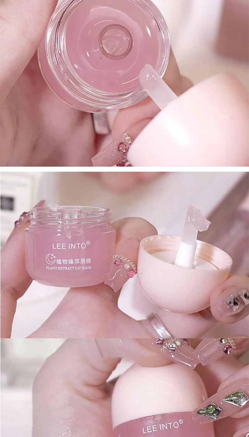 Leeinto Plant Essence Lip Care Set: Moisturizing, Long-Lasting Nourishment, Gentle Formula, Lightweight Texture, Lip Gloss, Lip Mask, Enhances Complexion, Pre-Makeup Primer, Essential for Daily Commuting and Dating, Night Car