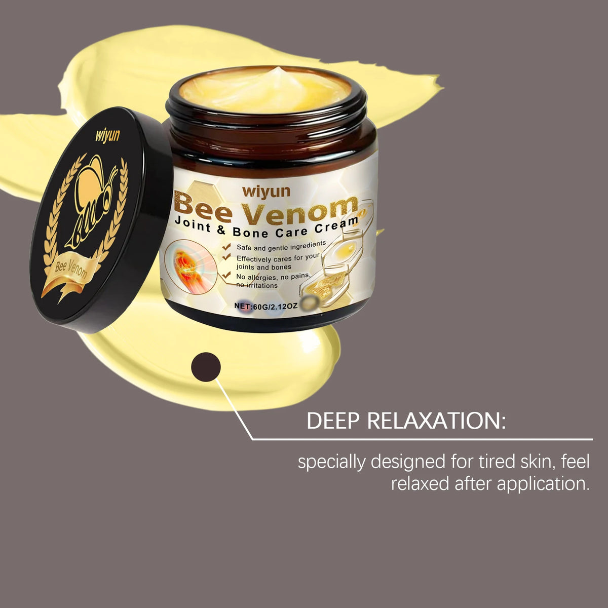 Bee Venom Joint Muscle Soothing Cream For Tech Neck Keyboarder Wrist Mouse Wrist Bee Venom Joint Care Fast Acting Non-Greasy Muscle Relaxation Massage Cream For Office Worker Post-Workout Recovery