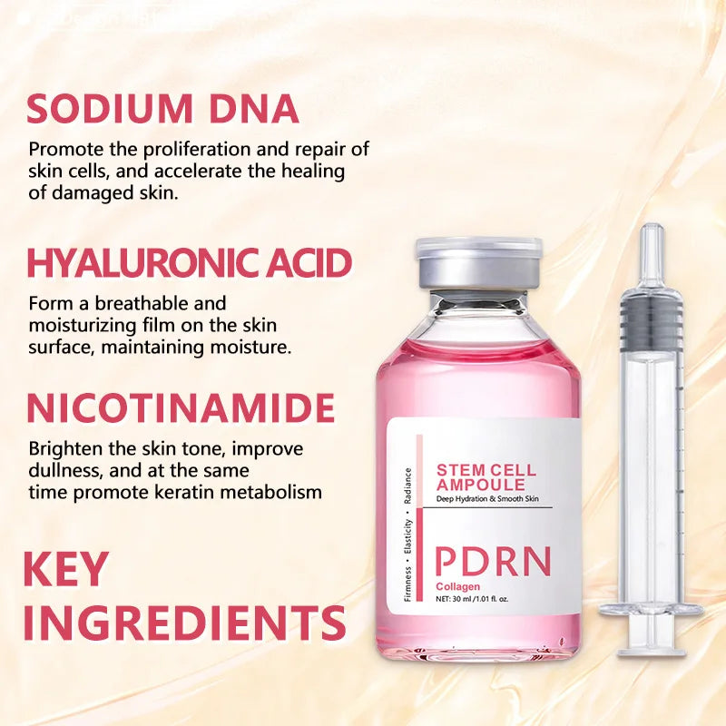 Cell Ampoule Essence, Pink PDRN Ampoule, Collagen Moisturizing Anti-Aging Essence