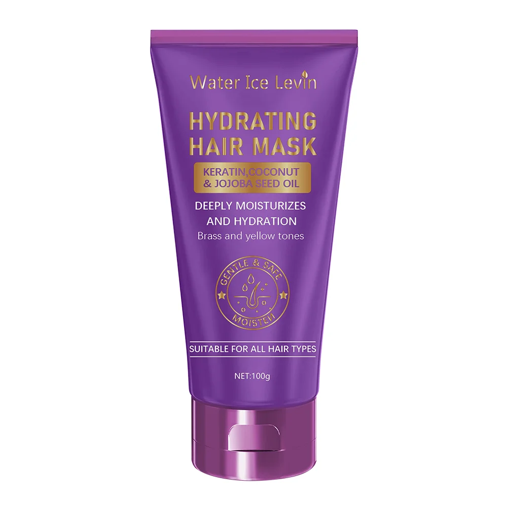 Keratin Purple Hair Mask - Purple-Blue Protein Deep Conditioner Treatment - Suitable for blonde, platinum, silver, gray, or brown dry and damaged copper-toned hair