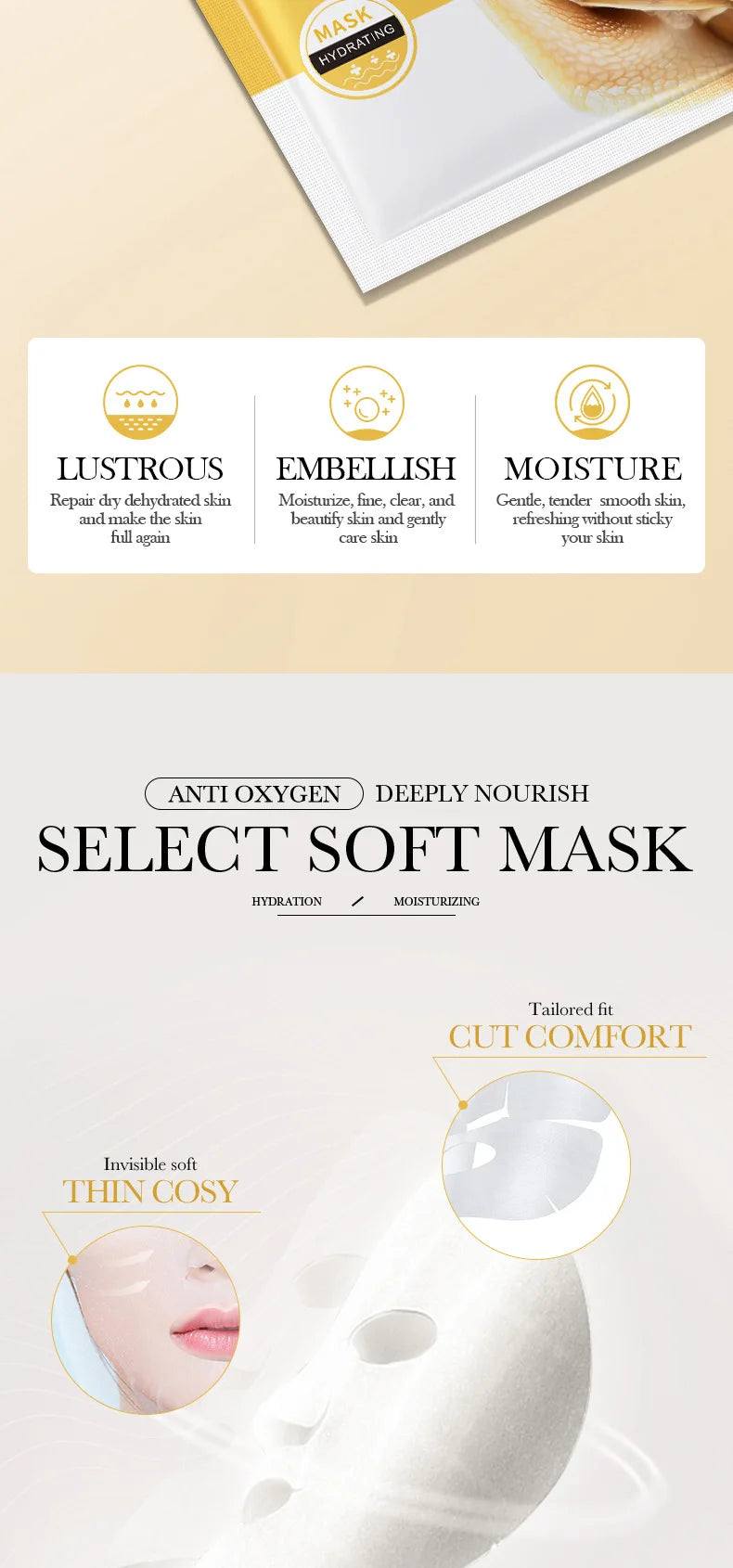 10pcs BIOAQUA Snail Face Mask Moisturizing Brightening Firming Hydrating skincare Facial Masks Face Sheet Mask Skin Care