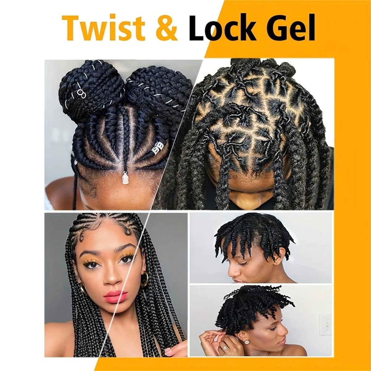 GOIPLE Strong Hold Braid Gel High Shine Cleansing Moisturizing Foaming for Twists & Locs Edges Cornrows Anti-Frizz Braiding Wax