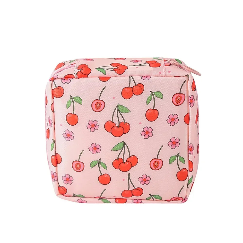 Creative PVC Sanitary Pads Bag Fashion Floral Print Large Capacity Multipurpose Coin Purse Portable Cosmetic Storage Bag