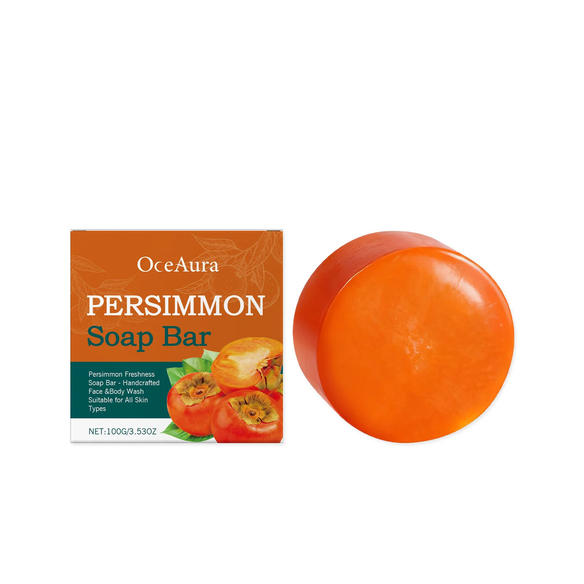 OceAura Persimmon Shower Gel Set Rich Foam Softens Skin Deep Cleansing Long Lasting Fragrance Natural Fruit Extracts Soap Bar