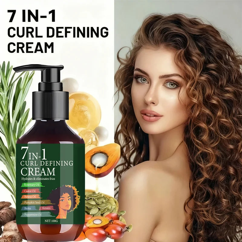 7 IN 1 Curl Defining Cream 1+1 Pack 100g with Biotin Keratin Collagen Vitamin C Moisturizing Anti Frizz Hair Styling Cheap Deal