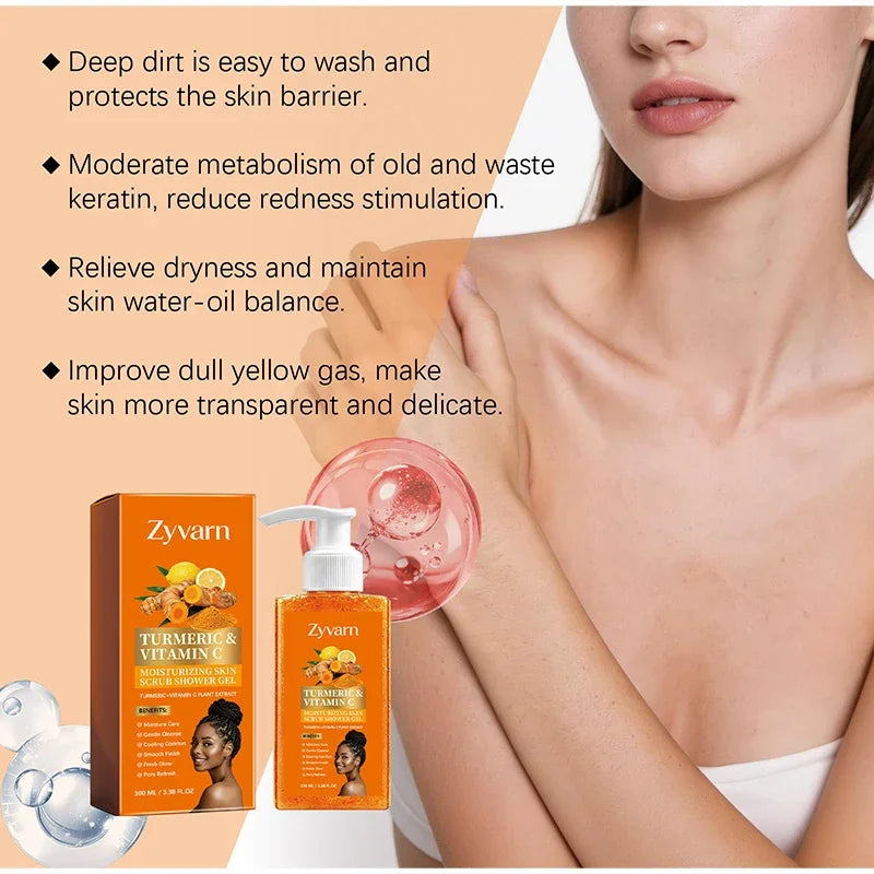 Vitamin C Brightening Body Wash Exfoliating Shower Gel Aloe Vera Moisturizing Skin Polish Gentle Deep Cleansing Daily Skincare