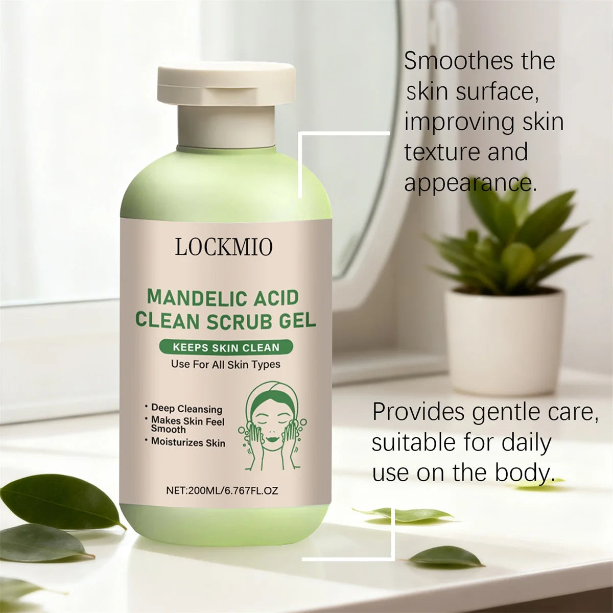 Mandelic Acid Clean Scrub Gel Gentle Exfoliator Dead Smooth Skin Care Product Deep Clean Scrub Improve Facial Texture Appearance