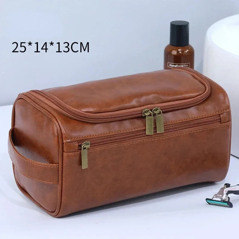 Leather Toiletry Bag for Men Women Dopp Kit Mens Hanging Toiletry Bag Travel Toiletry Bag for Traveling Large Cosmetic Bag for T