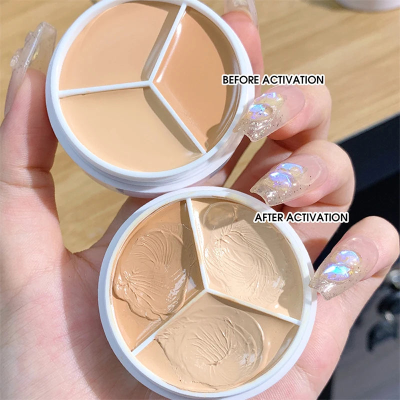 XIXI Pure Holding Makeup Three Color Concealer Spot Acne Print Repair Foundation Dark circles are not easy to stick powder