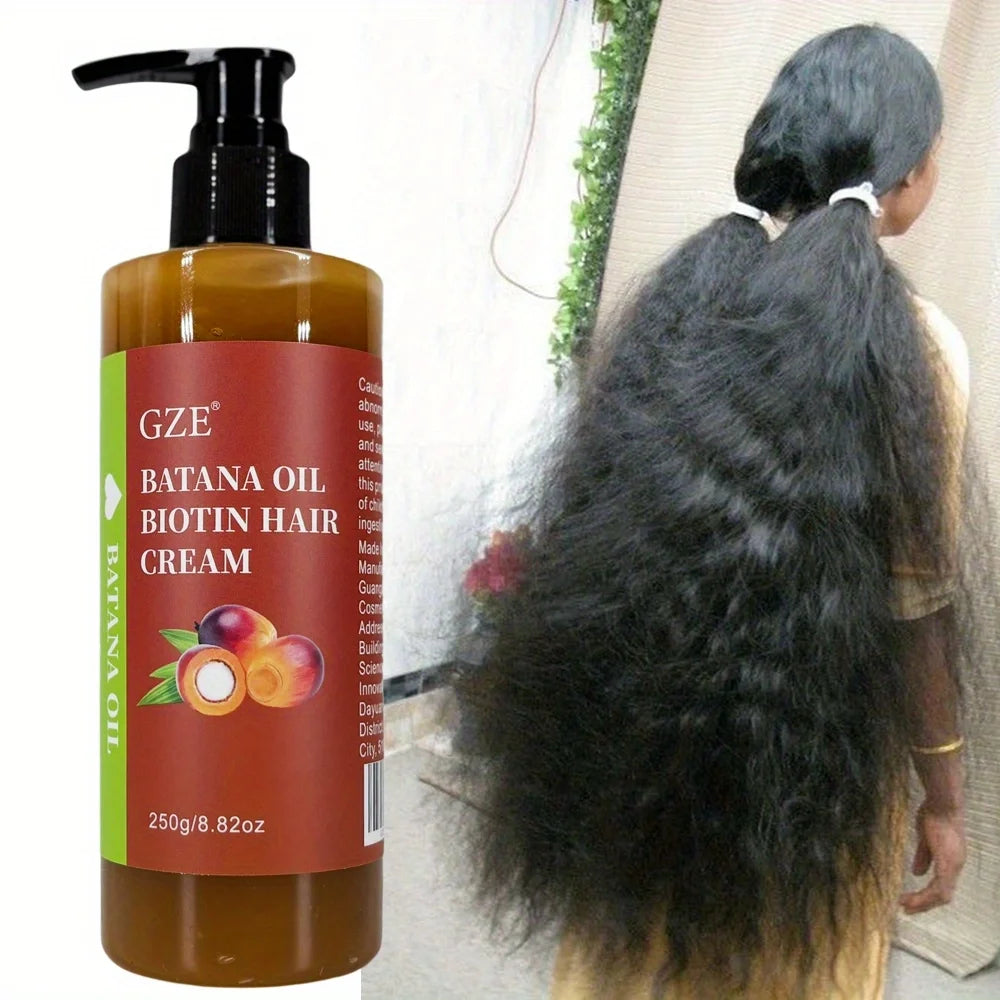 GZE Batana Oil Biotin Hair Cream Strong Hair Anti-Breakage Repair Split Ends Silky For Dry Hair