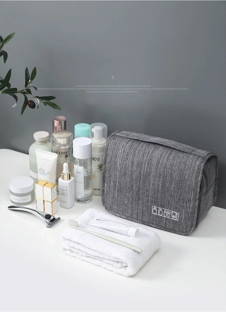 Waterproof Oxford Travel Wash Bag, Portable Hanging Cosmetic & Toiletry Organizer for Men & Women