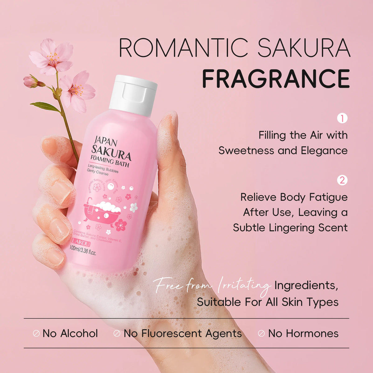 LAIKOU Sakura Foaming Bath Gentle Cleanse Soft Smooth 100ml Japan Bathing Product