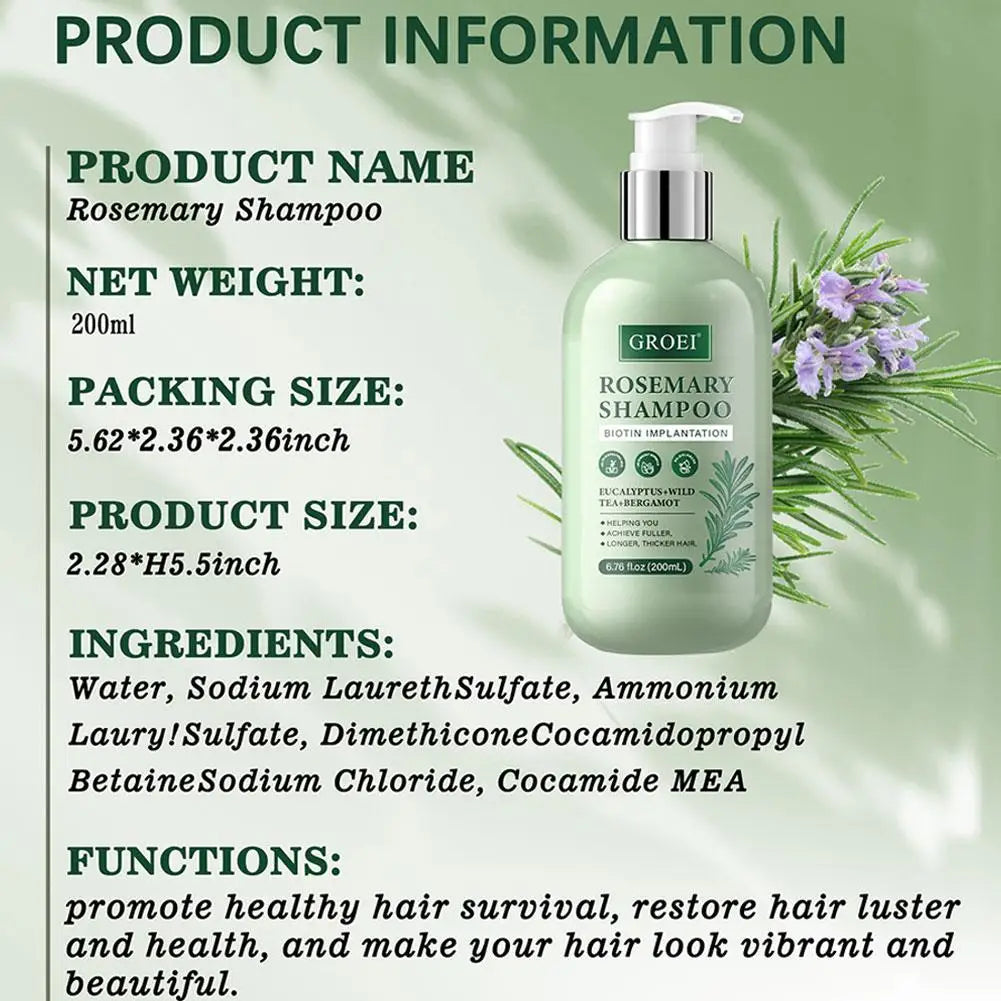 Rosemary Active Nutritional Fortification Shampoo And Hair Conditioner 200ml Formula Gentle Nourishing And Cleansing Scalp