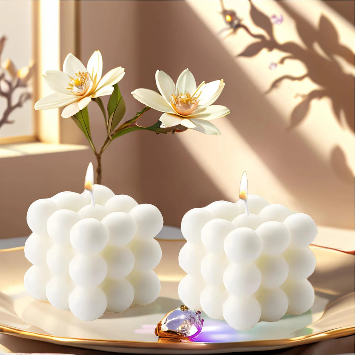 Vanilla Scented Small Cube Ball Candle, Soy Wax Cool Shaped Candles, Home Office Cute Decorative Candle Birthday Party Supplies