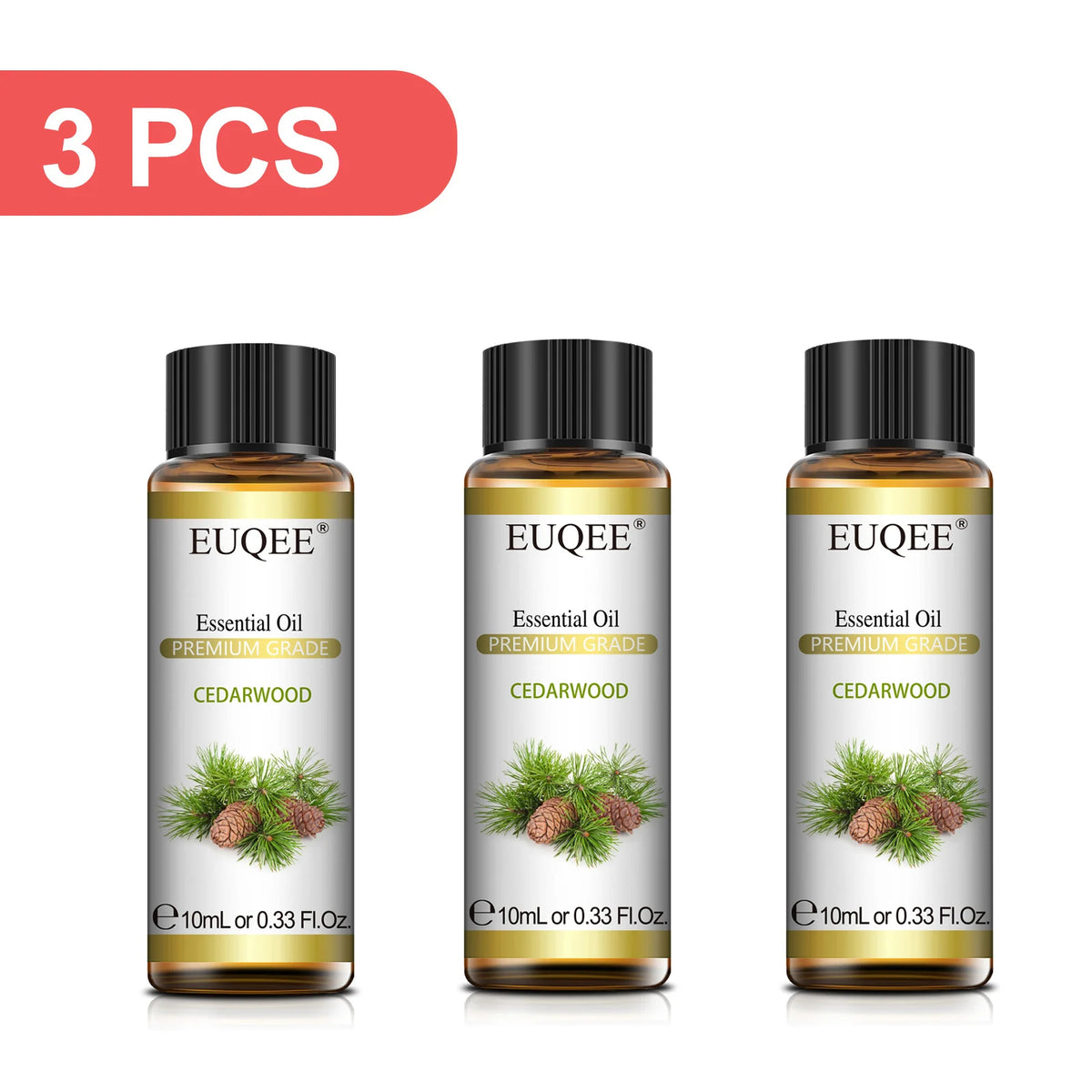 EUQEE 3PCS 10ml Pure Plant Essential Aromatherapy Oils Sandalwood Cedarwood Citronella Cinnamon Aroma for Humidifiers Diffusers