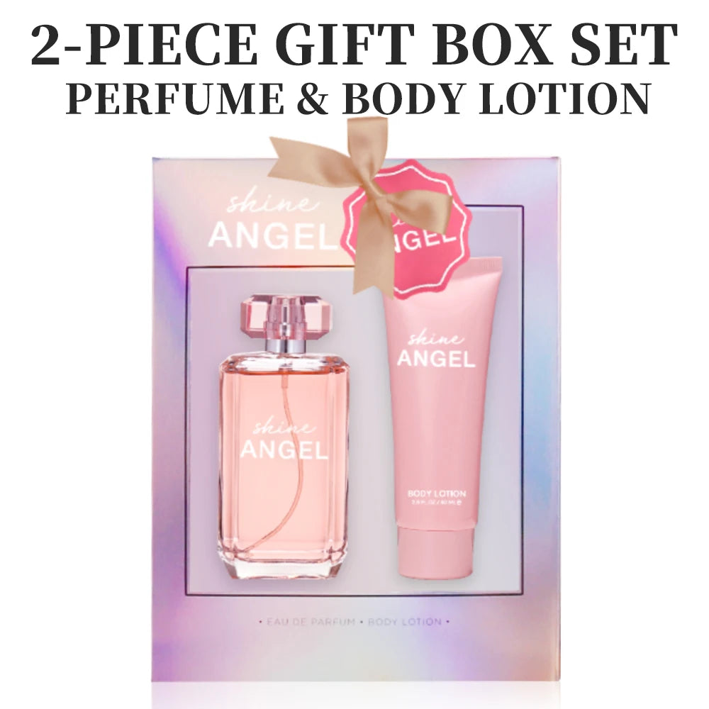 Eau de Parfum Spray and Body Lotion Gift Set Women's Fragrance Sets 3.4 Oz EDP Spray 2.8 Oz Body Cream Shine Angel 2 Pcs Gifts