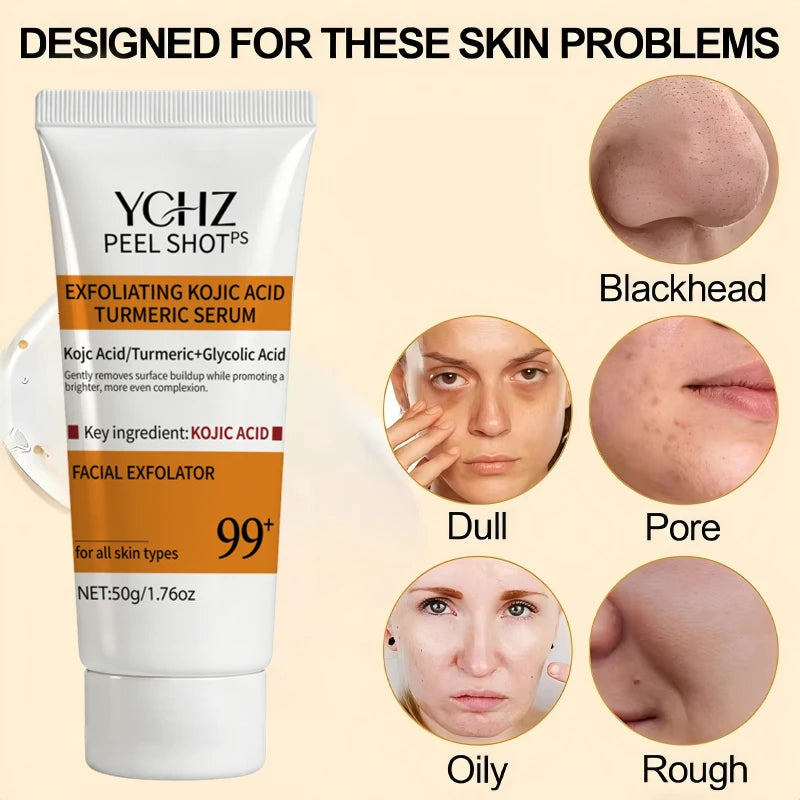 Turmeric Kojic Acid Exfoliating Gel Essence Suitable for Face and Body Gentle Orange Scented Facial Scrub Body Cleansing Gel Removes Dead Skin Scrub Skin Cleanser-50G