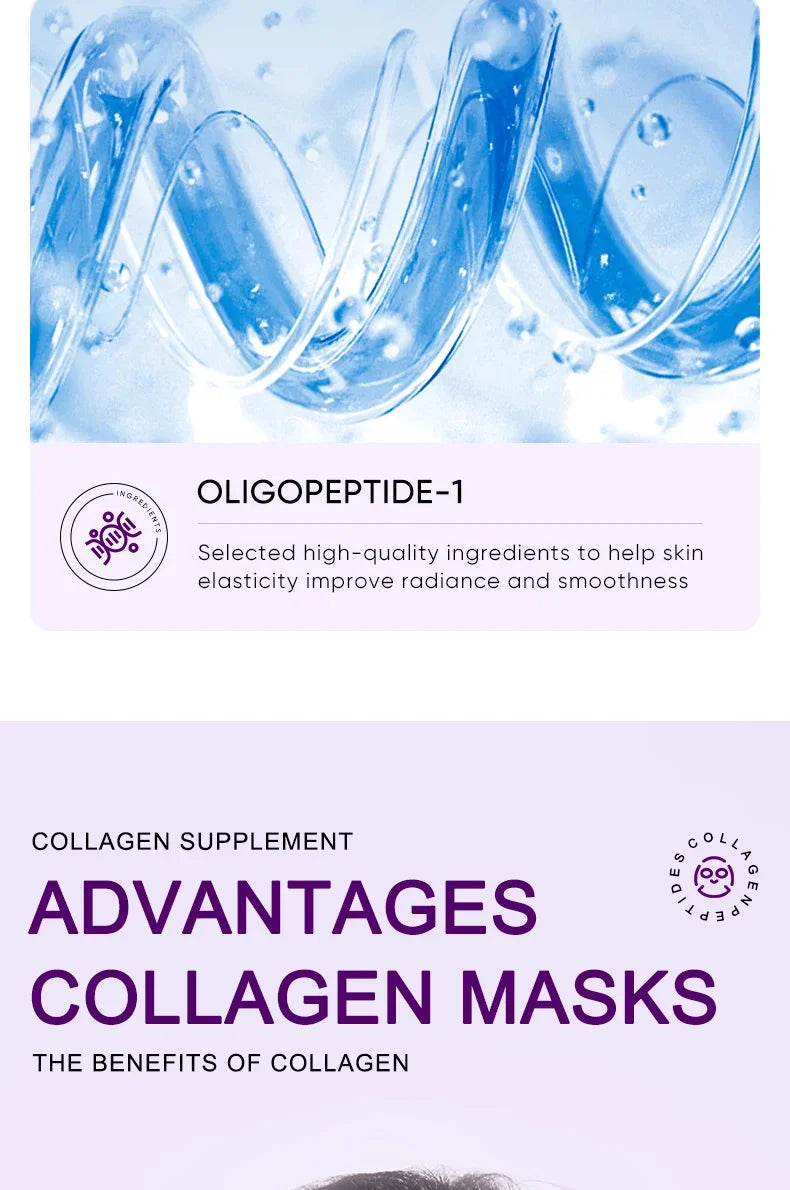 Collagen Anti Wrinkle Facial Mask Anti Aging Fade Fine Lines Firm Skin Moisturizing Brightening Smooth SkinCare Korean Cosmetics