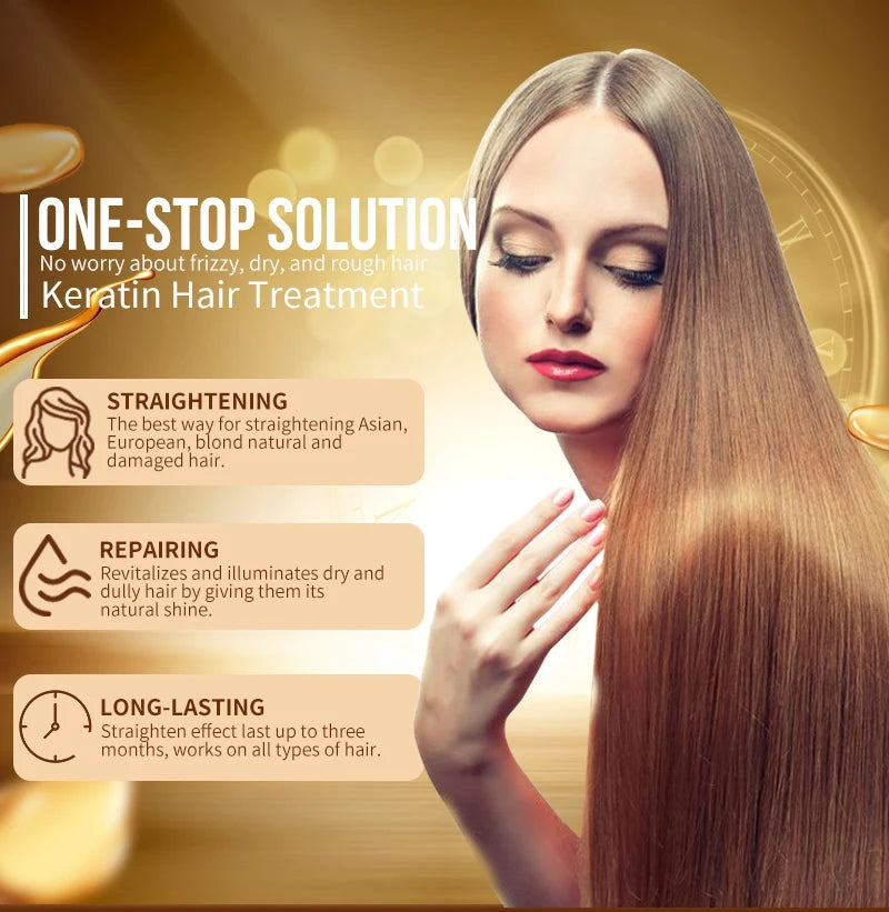 PURC Brazilian Keratin Hair Treatment Formalin Professional Straightening Smoothing Curly Hair Frizz Dry Repair Cream Hair Care