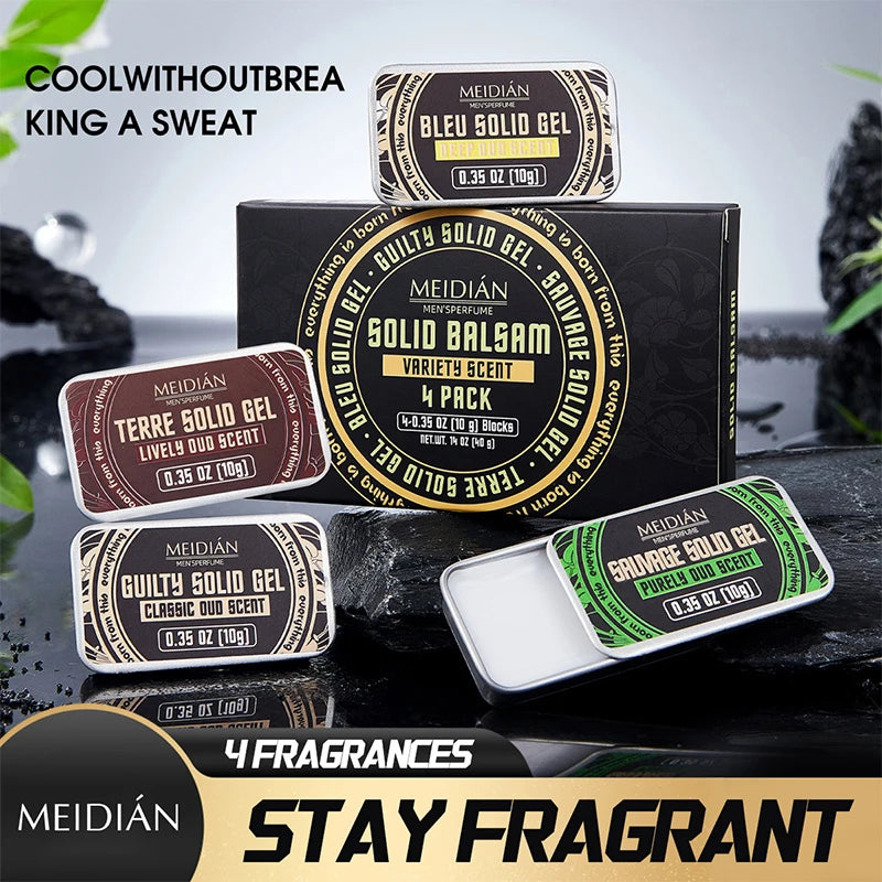 Men Solid Cologne Long-lasting Fragrance Men Deodorant Set 4 In A Box Portable Woman Floral Scent Solid Balm Gel Light Fragrance