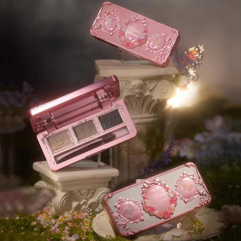 Flower Knows Midsummer Fairytales Eyebrow Powder 3 Color Eyebrow Palette Beauty Contour Eyebrow Pencil Professional Eye Makeup