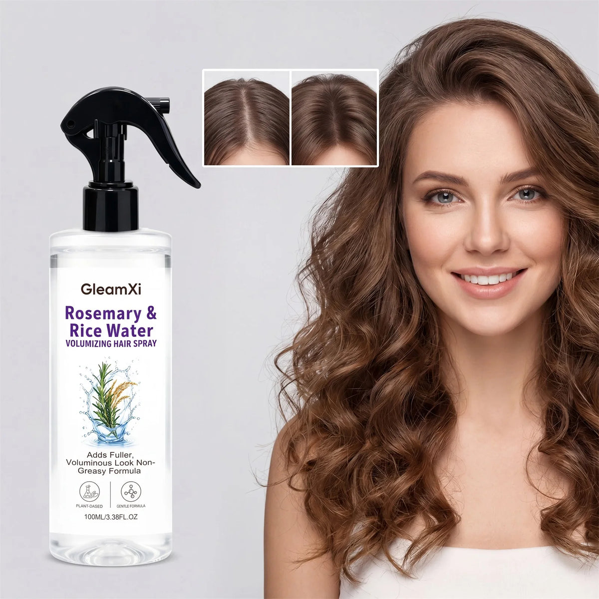 Rosemary Rice Water Hair Spray Volumizing Smoothing Leave-in Conditioner For Fine Flat Hair Oil Control Refreshing Scalp Care