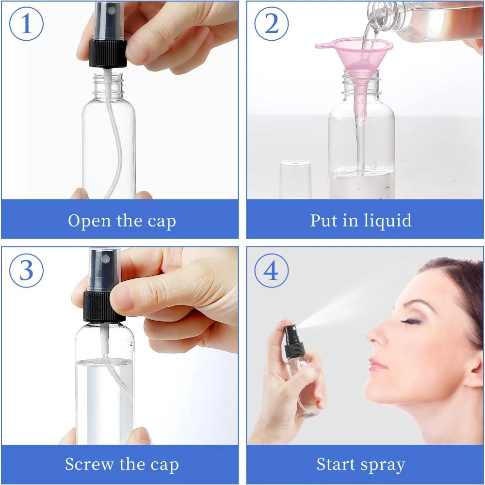 10PCS 10/20/30/50/60/100ML Refillable Transparent Plastic Perfume Atomizer Empty Plastic Spray Bottles Protable Travel Bottles