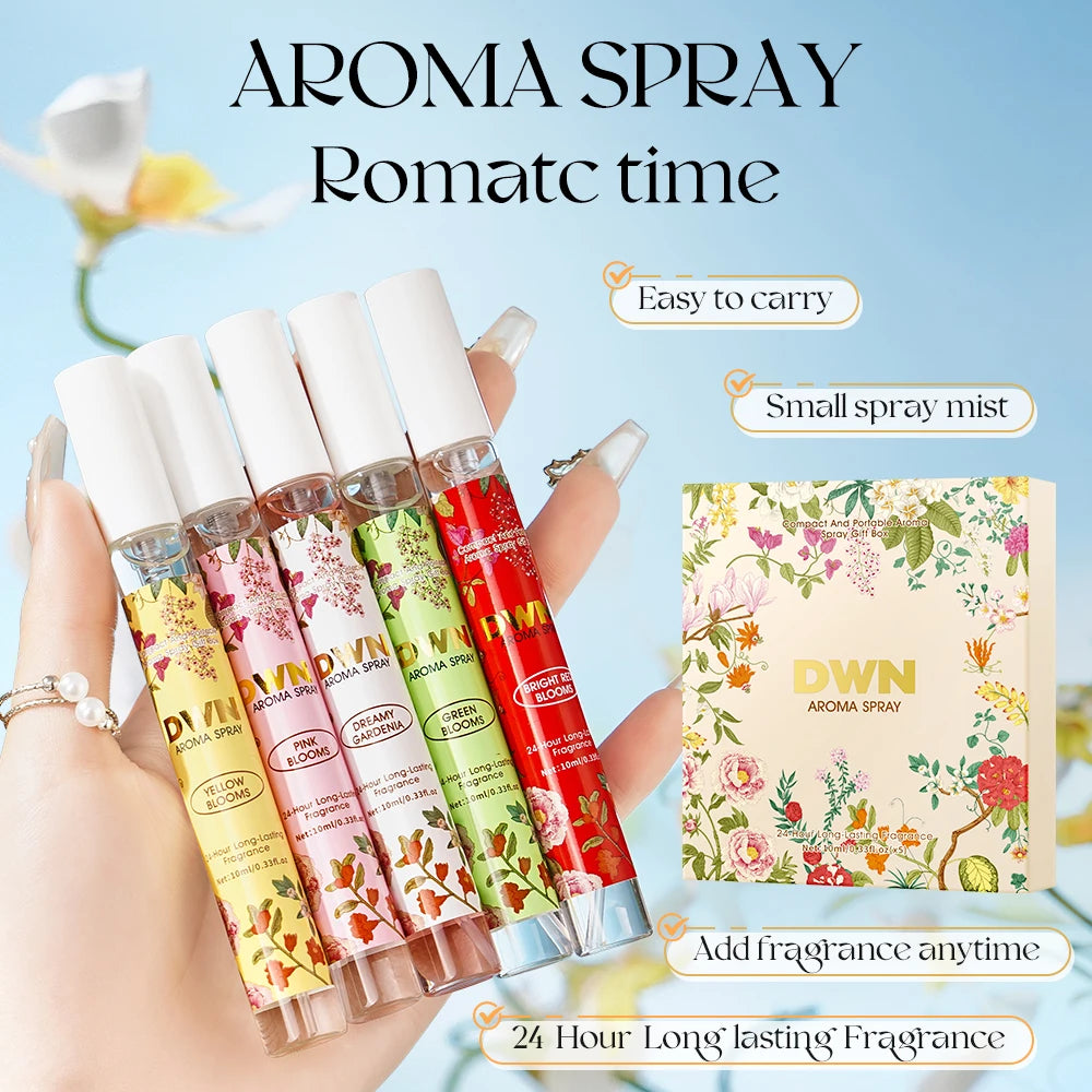 5 Piece Flower Perfume Gift Set, Long Lasting Elegant Charming Fragrance Spray For Women And Men, Romantic Pheromones 10ml